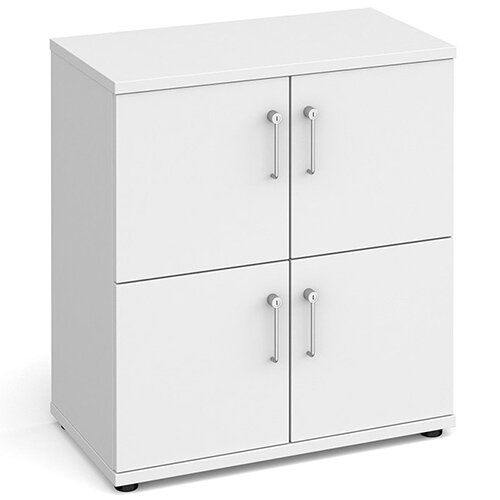 Wooden storage lockers 4 door - white with white doors - Hunt Office UK