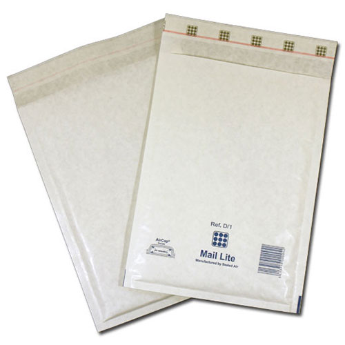 Mail Lite Bubble Lined Size G/4 240x330mm White Postal Bags Pack of 50