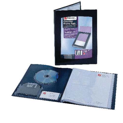 Rexel Clearview Display Book A5 24Pocket Black 10410BK Hunt Office UK