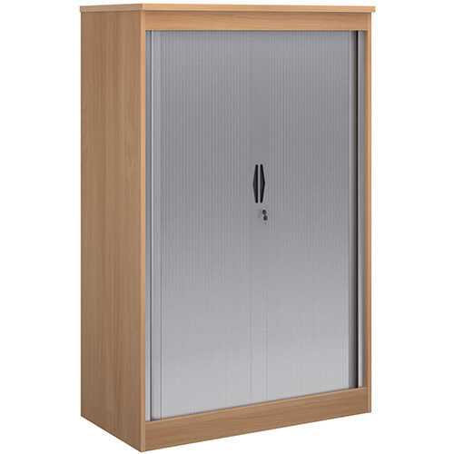 Systems Horizontal Tambour Door Cupboard 1600mm High Beech