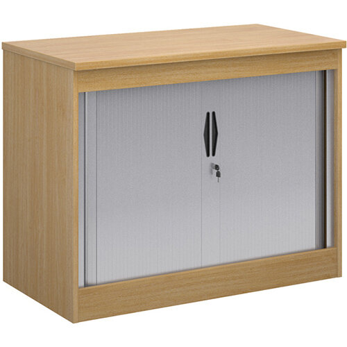 Systems Horizontal Tambour Door Cupboard 800mm High Oak Cupboards