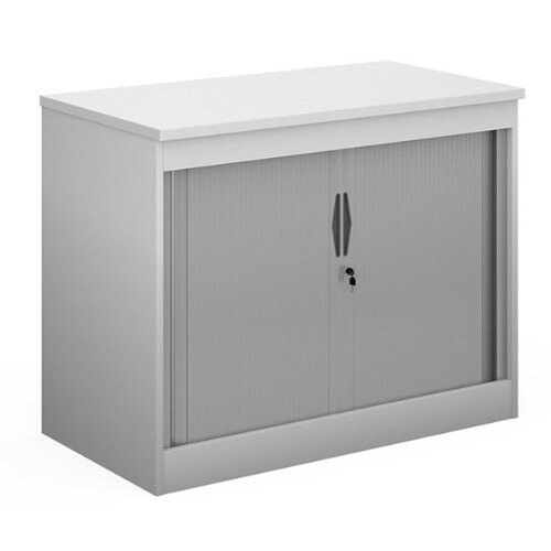 Systems Horizontal Tambour Door Cupboard 800mm High White Cupboards Supplied Empty Shelves