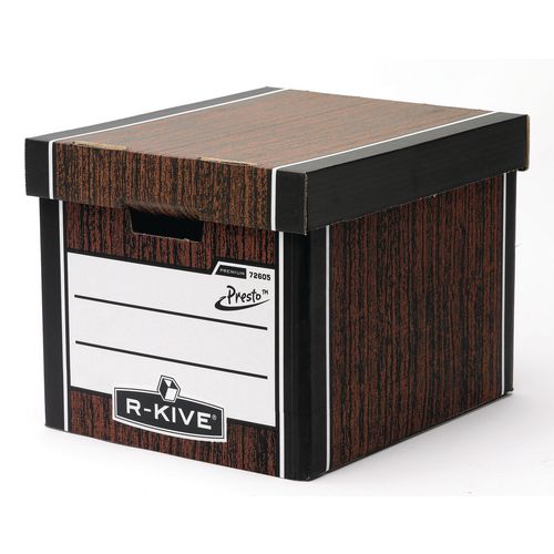Premium Presto Tall Storage Box Woodgrain HxWxD mm 303x342x400 Hunt