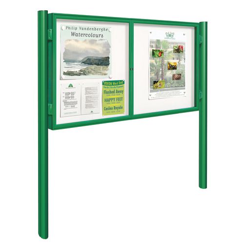 Painted '1000' DualDoor Outdoor Notice Board 70mm Profile 24/A4