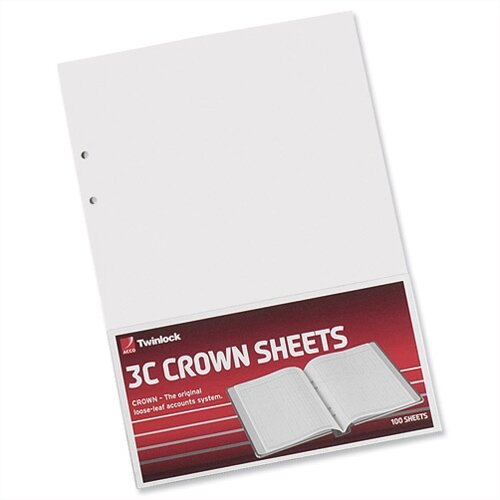 Twinlock 3C Crown Double Ledger Sheets 75841 Pack 100 Hunt Office UK