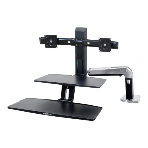 Ergotron WorkFitA with Suspended Keyboard, Dual Stand (tray
