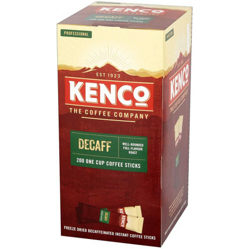 Kenco Decaffeinated Freeze Dried Instant Coffee Sticks 1.8g (Pack 200) Hunt Office UK