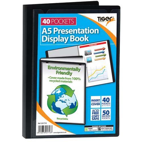 Tiger A5 Presentation Display Book 40 Pocket Black HuntOffice.co.uk