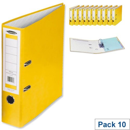 Concord Foolscap Yellow Lever Arch File Pack 10 Hunt Office UK