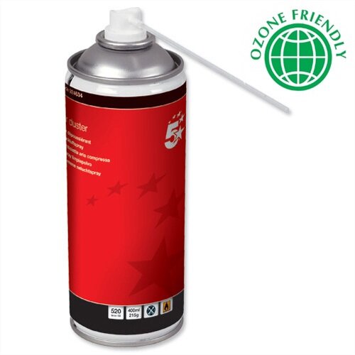 5 Star Office Spray Computer Air Duster Can HFC Free Compressed Gas Flammable 400ml (Pack 4