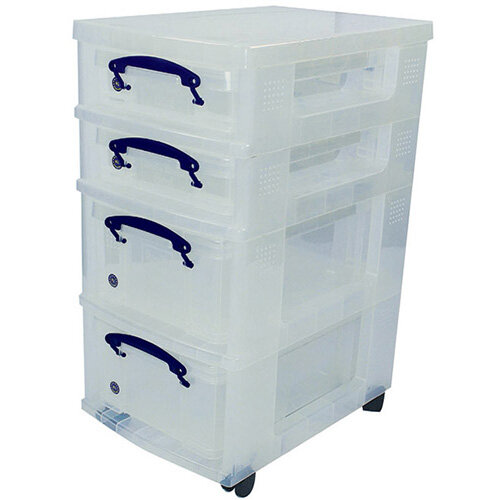 Really Useful Mobile Storage Unit With Removable Boxes Clear St2x9