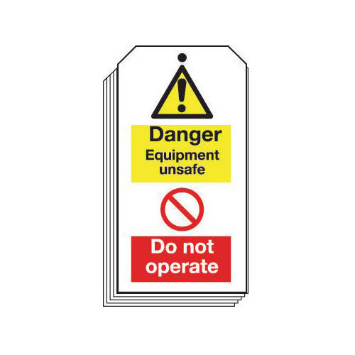 Tag Danger Equipment Unsafe 80X150 Rigid Plastic - Hunt Office UK