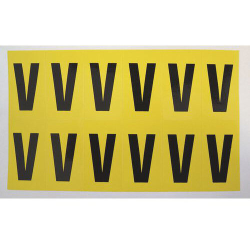 Adhesive Label Bin Sticker Letter V H90Xw38mm 6 Characters Per Sheet