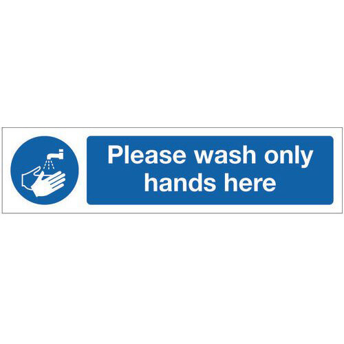 Rigid Plastic Mini Mandatory Safety Sign Please Wash Only Hands Here ...