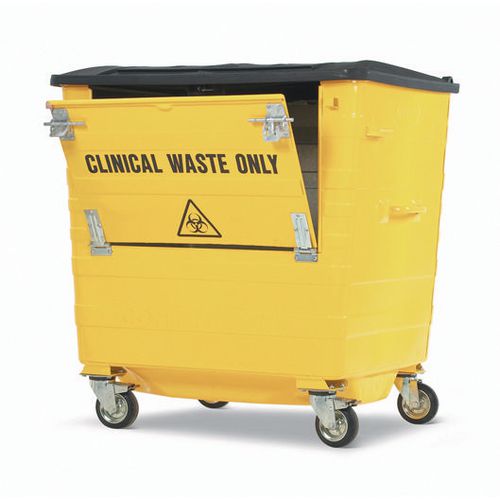 Galvanised Clinical Waste Wheelie Bin 1100L H1300 x W1270mm Hunt