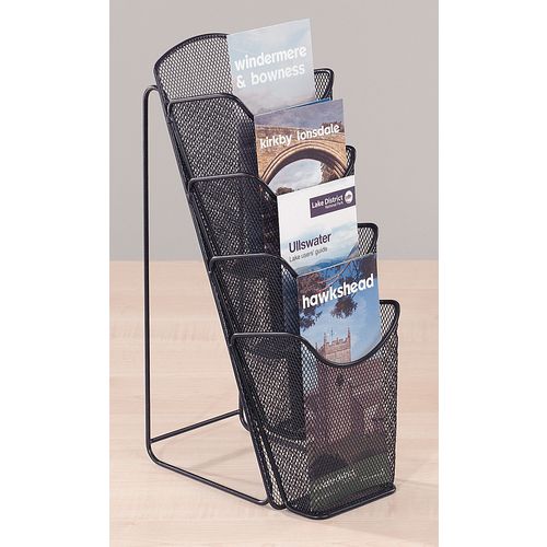 Counter Top Mesh Brochure Dispenser 4 Tier A4 With 1/3 A4 Divider