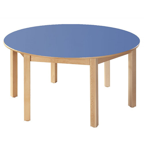 Round Primary School Table Beech Blue 120cm Diameter 64cm High TC96401