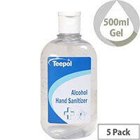 Teepol - Fully Approved Ethanol Based Hand Sanitiser Gel 500ml PCS 97238 Pack of 5 Teepol - Fully Approved Ethanol Based Hand Sanitiser Gel 500ml PCS 97238 Pack of 5