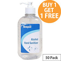 Teepol - Fully Approved Ethanol Based Hand Sanitiser Gel 500ml PCS 97238 Pack of 50 Teepol - Fully Approved Ethanol Based Hand Sanitiser Gel 500ml PCS 97238 Pack of 50