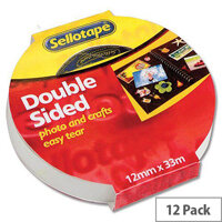 Sellotape Double Sided Sticky Tapes 12mm x 33m Pack 12