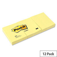 Post-it Notes Canary Yellow 38x51mm Pad of 100 Sheets Pack 12 Post-it Notes Canary Yellow 38x51mm Pad of 100 Sheets Pack 12