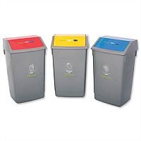 Addis Recycling 3x 60L Bins Kit with Colour Coded Lids Flip Top