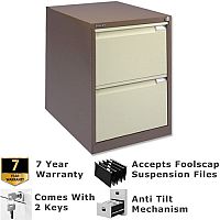2 Drawer Steel Filing Cabinet Flush Front Brown & Cream Bisley BS2E 2 Drawer Steel Filing Cabinet Flush Front Brown & Cream Bisley BS2E