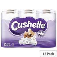 Cushelle Toilet Tissue Paper Rolls 2-Ply 180 Sheets White Pack of 12 Toilet Paper Rolls