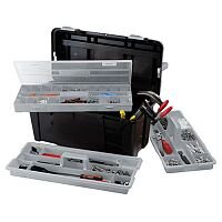 Raaco 23 Inch Toolbox with Two Removable Trays Black Ref 715195 Raaco 23 Inch Toolbox with Two Removable Trays Black Ref 715195