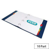 Elba Dividers Europunched 1-10 with Coloured Tabs Extra Wide A4 White Ref 100204963 Elba Dividers Europunched 1-10 with Coloured Tabs Extra Wide A4 White Ref 100204963