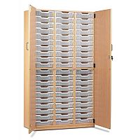Trexus by Monarch Tray Cupboard With Doors With 60 Clear Shallow Trays Beech Ref MEQ60C-60 Clear Trexus by Monarch Tray Cupboard With Doors With 60 Clear Shallow Trays Beech Ref MEQ60C-60 Clear