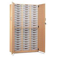 Trexus by Monarch Tray Cupboard With Doors With 48 Clear Shallow Trays Beech Ref MEQ48C-48 Clear Trexus by Monarch Tray Cupboard With Doors With 48 Clear Shallow Trays Beech Ref MEQ48C-48 Clear
