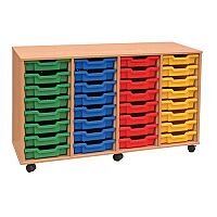 Trexus by Monarch Mobile Unit Complete with 32 Coloured Shallow Trays Beech Ref MEQ32W-32 Coloured Trexus by Monarch Mobile Unit Complete with 32 Coloured Shallow Trays Beech Ref MEQ32W-32 Coloured