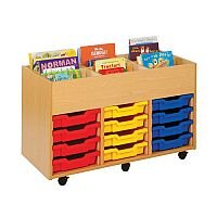 Trexus by Monarch Mobile Artbox Unit With 12 Coloured Shallow Trays Beech Ref MEQ4001-6 Coloured Trexus by Monarch Mobile Artbox Unit With 12 Coloured Shallow Trays Beech Ref MEQ4001-6 Coloured