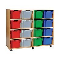 Trexus by Monarch Mobile Unit Complete with 16 Coloured Extra Deep Trays Beech Ref MEQ3116-16 Coloured Trexus by Monarch Mobile Unit Complete with 16 Coloured Extra Deep Trays Beech Ref MEQ3116-16 Coloured