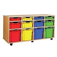 Trexus by Monarch Mobile Unit With 12 Coloured Mixed Size Trays Beech Ref MEQ1031-12 Coloured Trexus by Monarch Mobile Unit With 12 Coloured Mixed Size Trays Beech Ref MEQ1031-12 Coloured