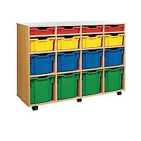 Trexus by Monarch Mobile Unit With 16 Coloured Mixed Size Trays Beech Ref MEQ1116-16 Coloured Trexus by Monarch Mobile Unit With 16 Coloured Mixed Size Trays Beech Ref MEQ1116-16 Coloured