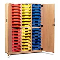 Trexus by Monarch Tray Cupboard With Doors With 48 Coloured Shallow Trays Beech Ref MEQ48C-48 Coloured Trexus by Monarch Tray Cupboard With Doors With 48 Coloured Shallow Trays Beech Ref MEQ48C-48 Coloured