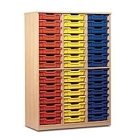 Trexus by Monarch Tray Cupboard Without Doors 48 Coloured Shallow Trays Beech Ref MEQ48ND-48 Coloured Trexus by Monarch Tray Cupboard Without Doors 48 Coloured Shallow Trays Beech Ref MEQ48ND-48 Coloured