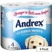 Andrex Classic White Toilet Tissue Paper Rolls Pack of 4 Ref M01389 Andrex Classic White Toilet Tissue Paper Rolls Pack of 4 Ref M01389