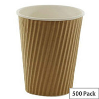 Kraft Ripple Disposable Paper Cups 12oz/35ml Brown for Hot/Cold Drinks (Pack 500) Kraft Ripple Disposable Paper Cups 12oz/35ml Brown for Hot/Cold Drinks (Pack 500)