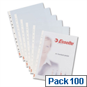 Esselte Plastic Punched Pockets Heavyweight A4 Clear Pack 100 Esselte Plastic Punched Pockets Heavyweight A4 Clear Pack 100