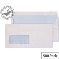 Purely Everyday White DL Wallet Self Seal Low Window Envelopes 100gsm Pack of 500 Purely Everyday White DL Wallet Self Seal Low Window Envelopes 100gsm Pack of 500