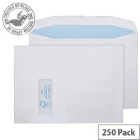 Purely Environmental Mailer Gummed Window White 100gsm C4 229x324 (Pack of 250) Purely Environmental Mailer Gummed Window White 100gsm C4 229x324 (Pack of 250)