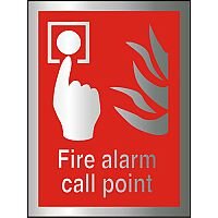 Brushed Aluminium Comp Sign 150x200 1.5mm Fire Alarm Call Point Self Adhesive Brushed Aluminium Comp Sign 150x200 1.5mm Fire Alarm Call Point Self Adhesive