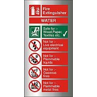 Brushed Aluminium Comp Sign 100x200 1.5mm Fire Extinguisher Water Self Adhesive Brushed Aluminium Comp Sign 100x200 1.5mm Fire Extinguisher Water Self Adhesive
