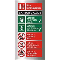 Brushed Aluminium Comp Sign 100x200 1.5mm Fire Extinguisher CO2 Self Adhesive Brushed Aluminium Comp Sign 100x200 1.5mm Fire Extinguisher CO2 Self Adhesive