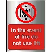 Brushed Aluminium Sign 150x200 1.5mm In The Event Of Fire Do Not Use Lift Self Adhesive Brushed Aluminium Sign 150x200 1.5mm In The Event Of Fire Do Not Use Lift Self Adhesive