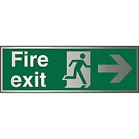 Brushed Aluminium Sign 1.5mm S/A Fire Exit Man Running & Arrow Pointing Right Brushed Aluminium Sign 1.5mm S/A Fire Exit Man Running & Arrow Pointing Right