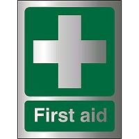 Brushed Aluminium Comp Sign 150x200 1.5mm First Aid Self Adhesive Brushed Aluminium Comp Sign 150x200 1.5mm First Aid Self Adhesive